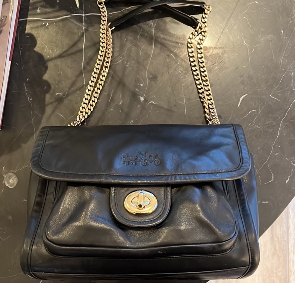Coach Large Ranger Flap Smooth Crossbody Black Leather Shoulder Bag - Picture 3 of 10
